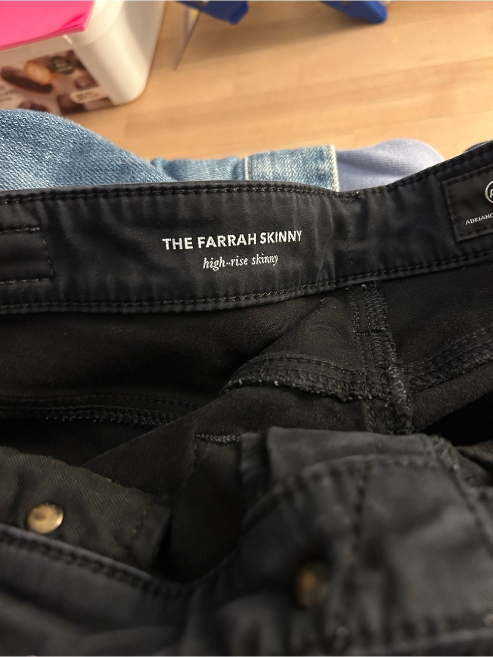 AG (Adriano Goldschmied) The Farrah Skinny High-Rise Black Jeans 29